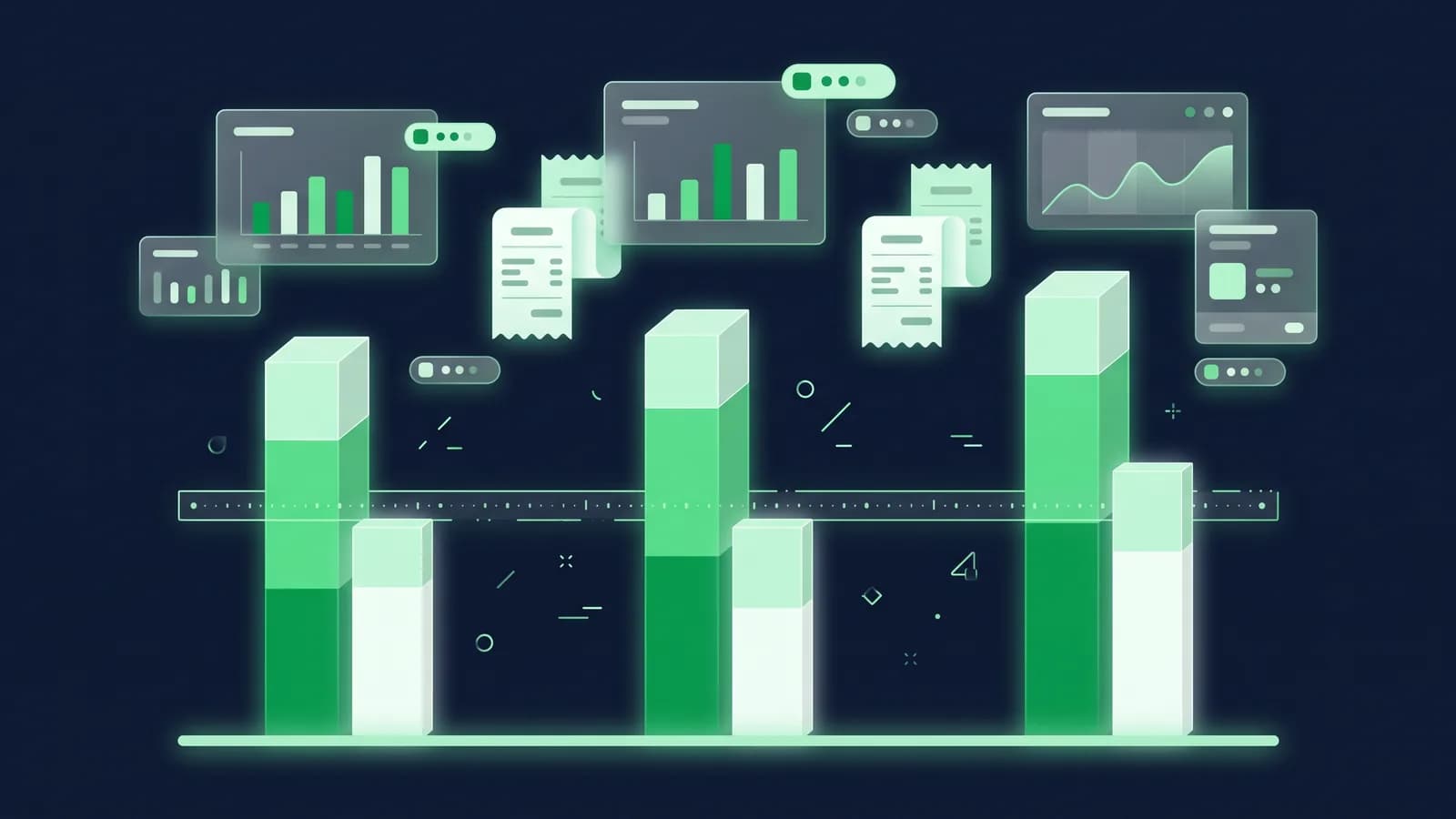 Illustration of three unlabelled comparison columns of stacked capability blocks.
